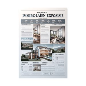 DALL·E 2023 11 27 13.50.32 Create an image of a real estate exposé template in German language, showcasing a property for sale. The document should have a sophisticated and clea