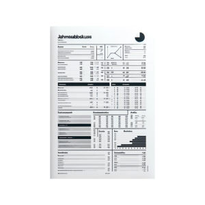 DALL·E 2023 11 27 14.06.05 Create an image of a generic annual financial statement (Jahresabschluss) document template in German language, with a minimalist and clean design. Th